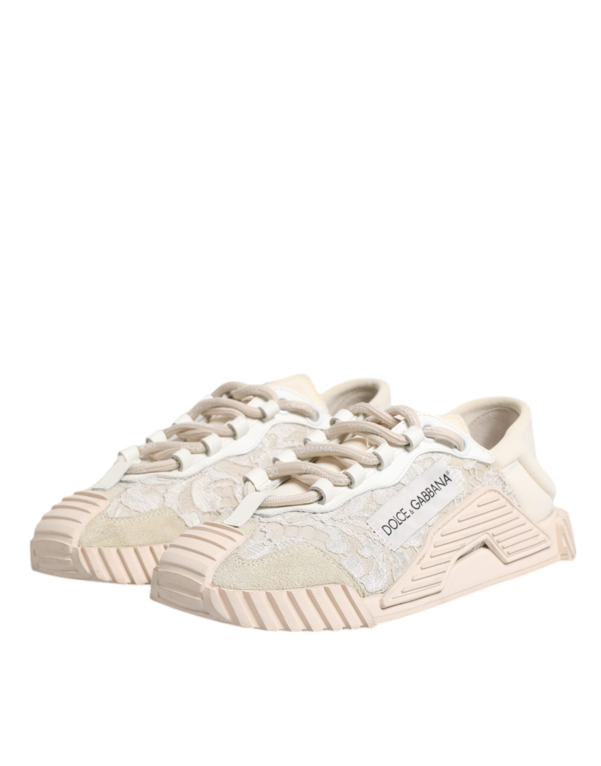 Dolce & Gabbana White Lace NS1 Low Top Sneaker Sports Women's Shoes (Pre-Owned)