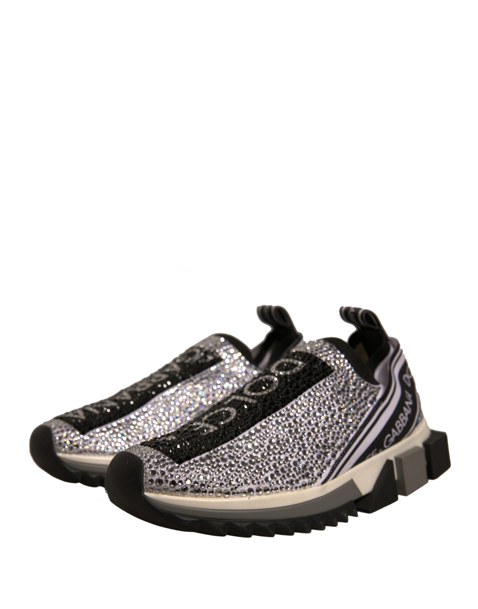 Dolce & Gabbana Silver Rhinestones Sorrento Sneakers Women's Shoes (Pre-Owned)
