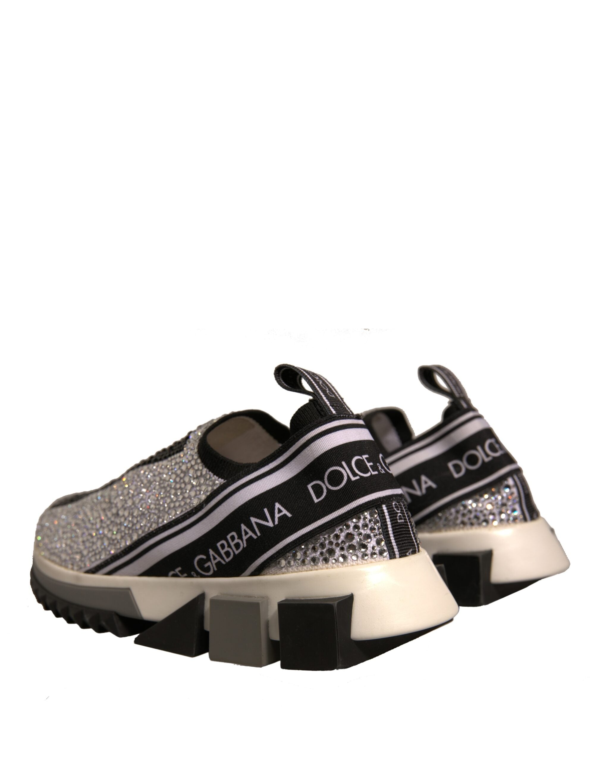 Dolce & Gabbana Silver Rhinestones Sorrento Sneakers Women's Shoes (Pre-Owned)