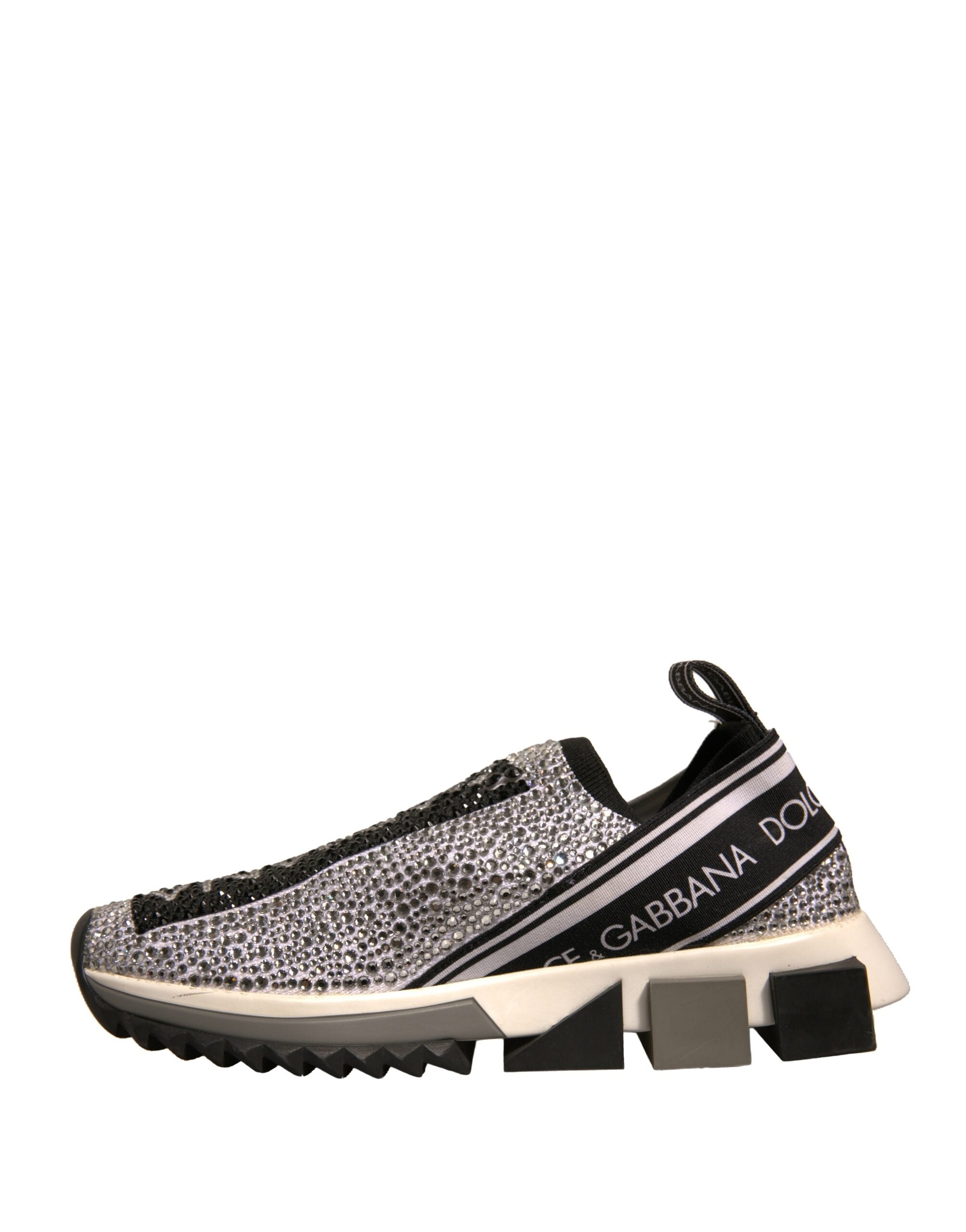 Dolce & Gabbana Silver Rhinestones Sorrento Sneakers Women's Shoes (Pre-Owned)