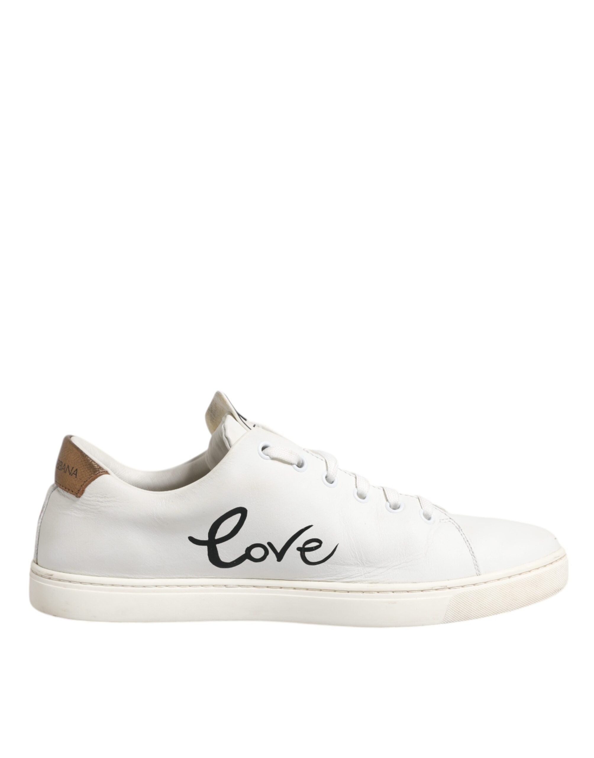 Dolce & Gabbana White Leather Heart Embellished Sneakers Women's Shoes (Pre-Owned)