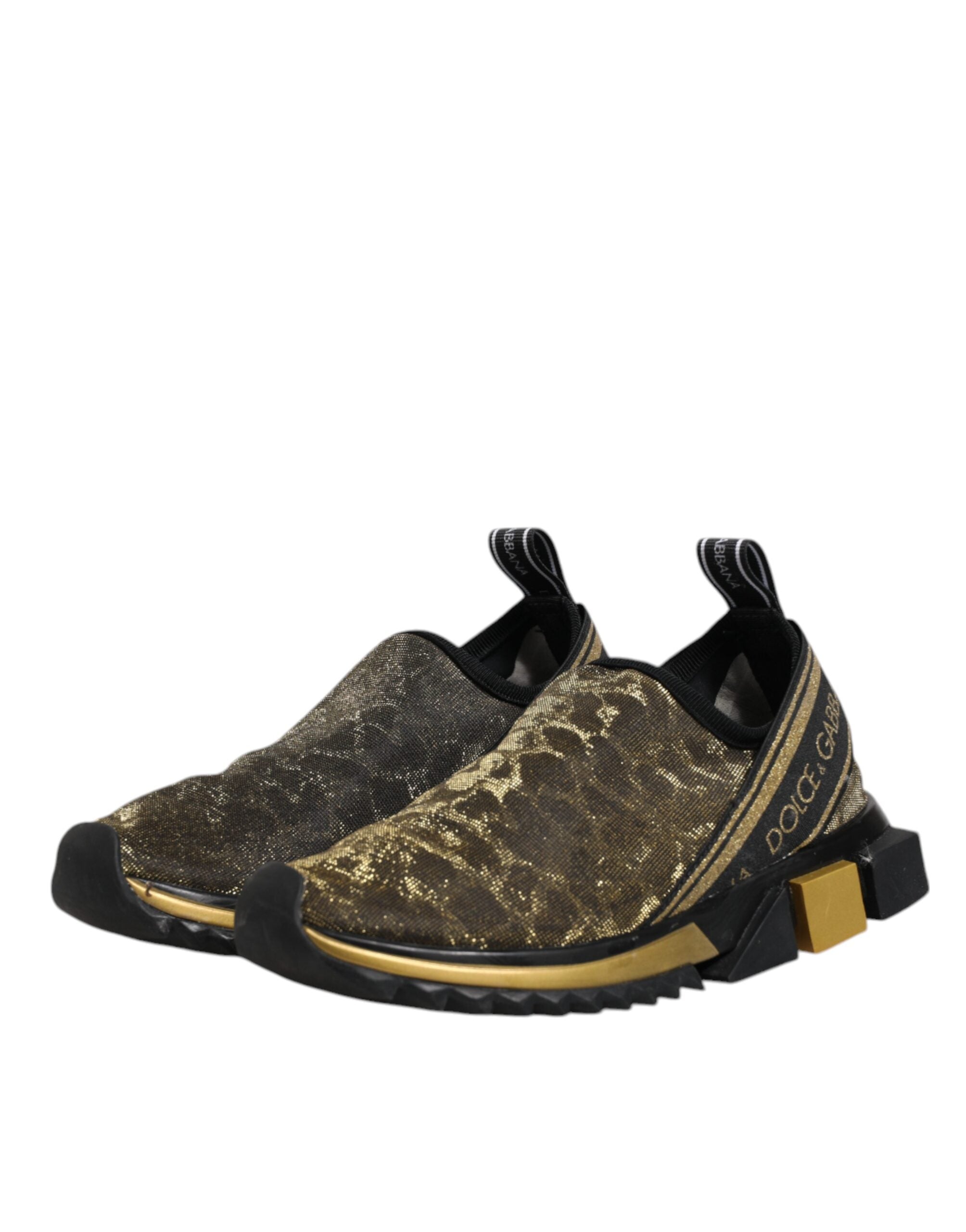 Dolce & Gabbana Gold Glitter Leopard Sorrento Sneakers Women's Shoes (Pre-Owned)
