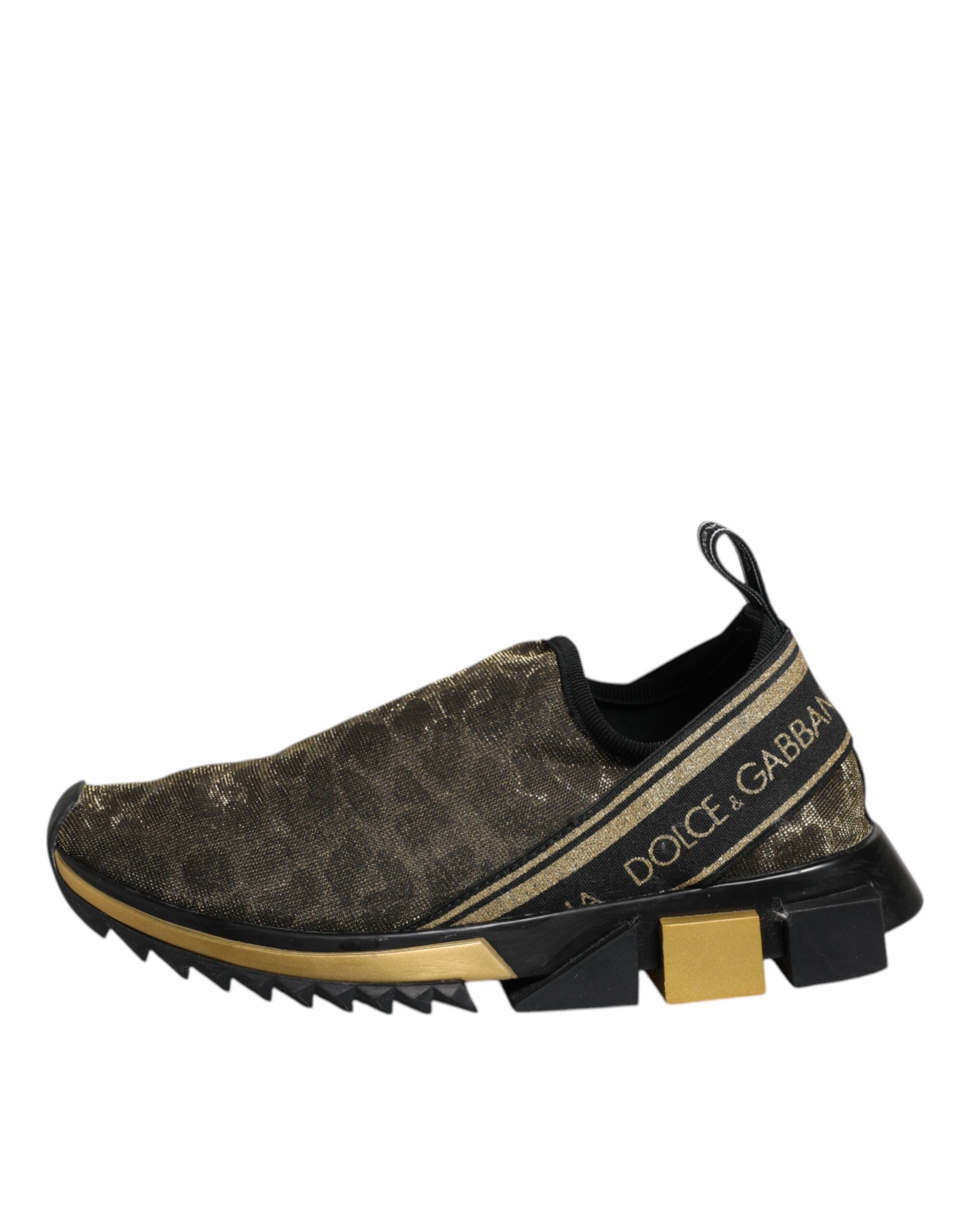 Dolce & Gabbana Gold Glitter Leopard Sorrento Sneakers Women's Shoes (Pre-Owned)