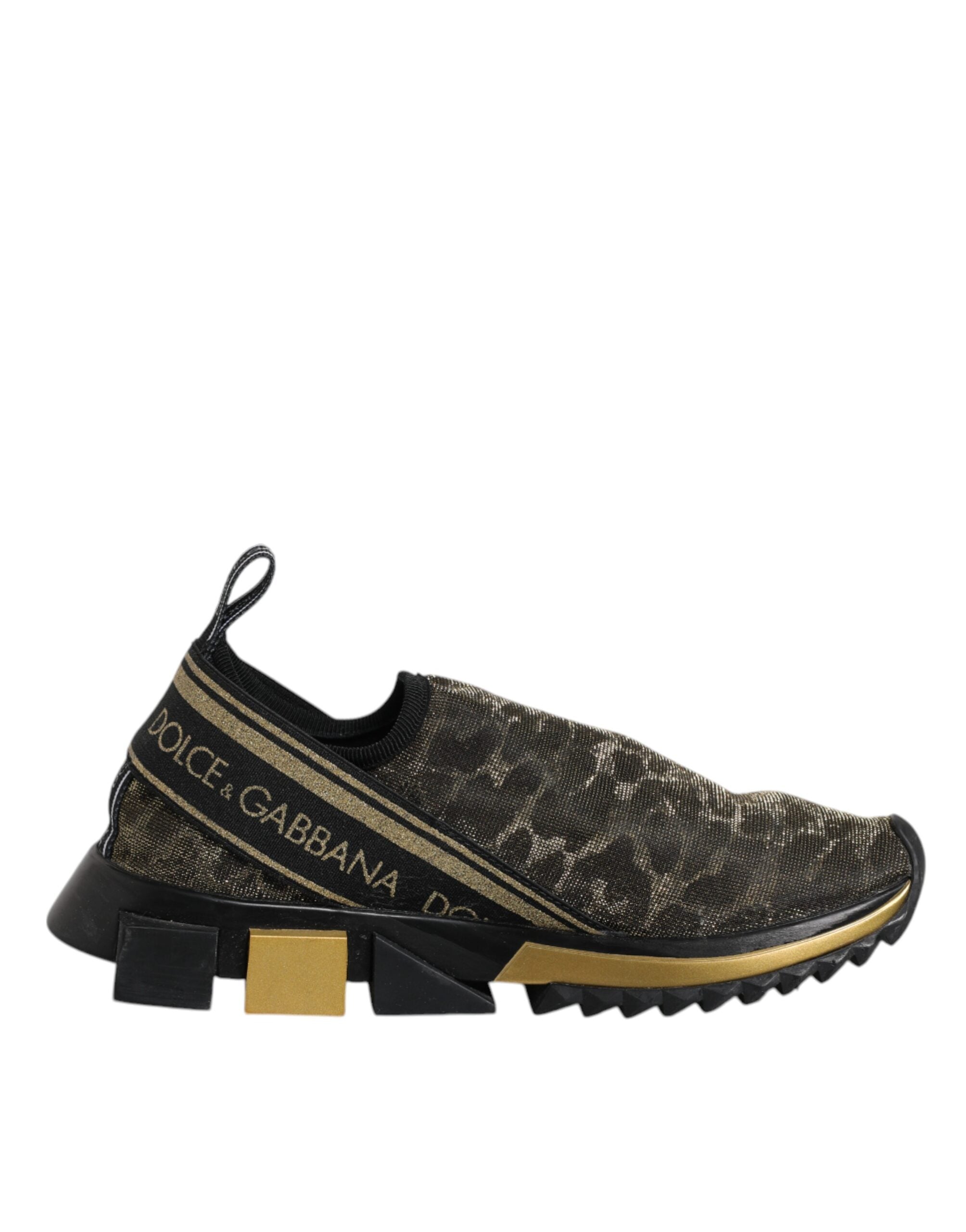 Dolce & Gabbana Gold Glitter Leopard Sorrento Sneakers Women's Shoes (Pre-Owned)