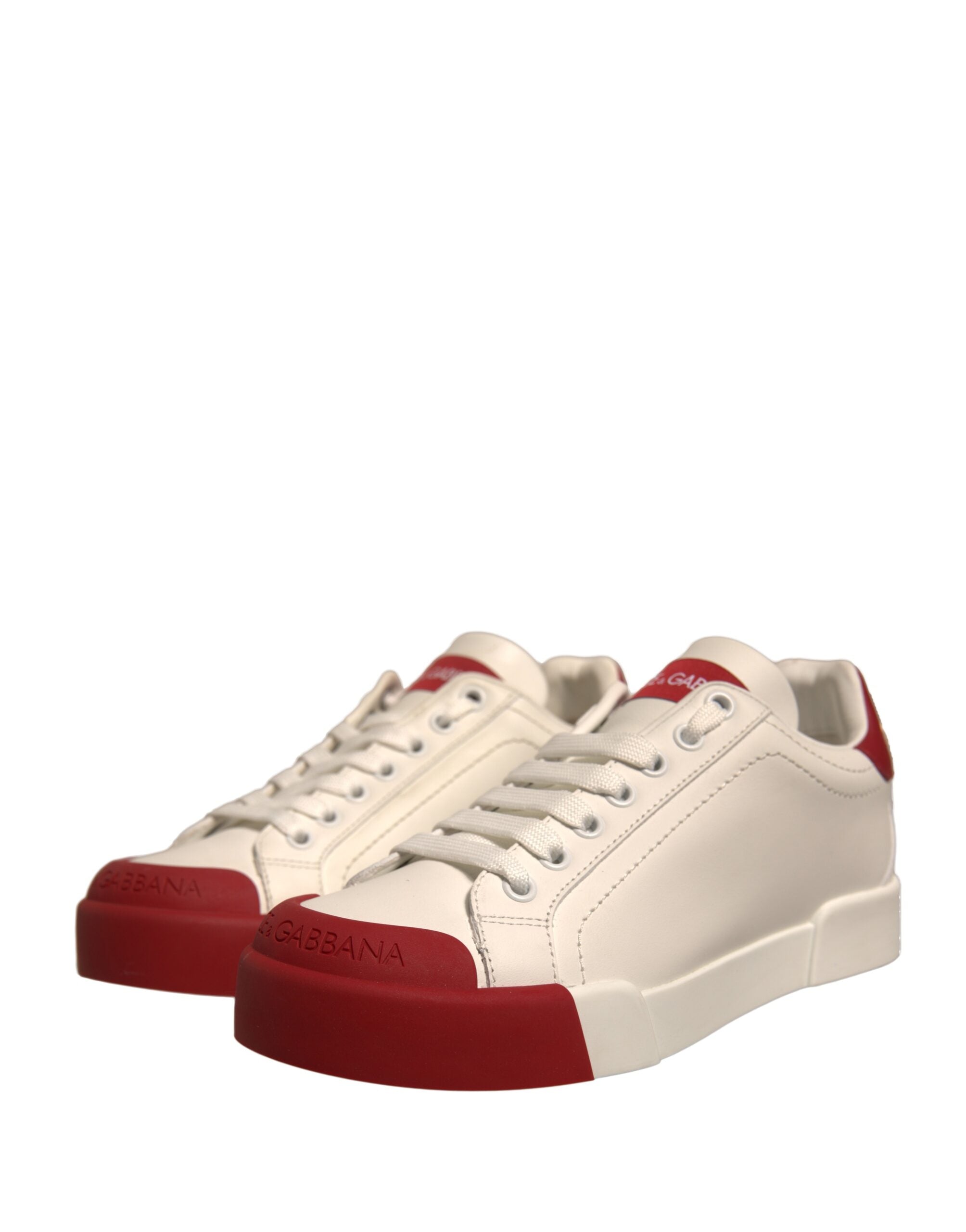 Dolce & Gabbana Shoes White Leather Logo Portofino Women's Sneakers