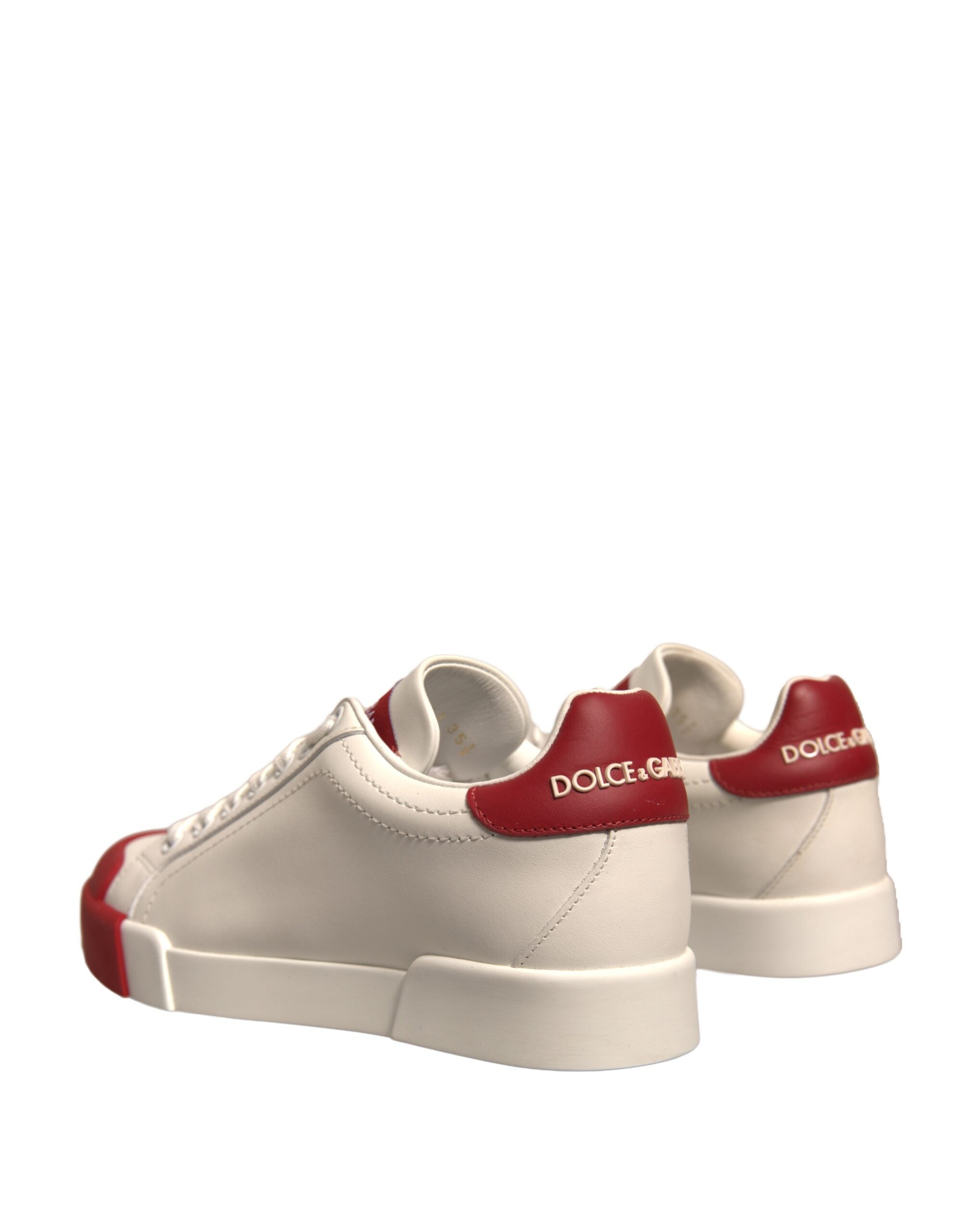 Dolce & Gabbana Shoes White Leather Logo Portofino Women's Sneakers
