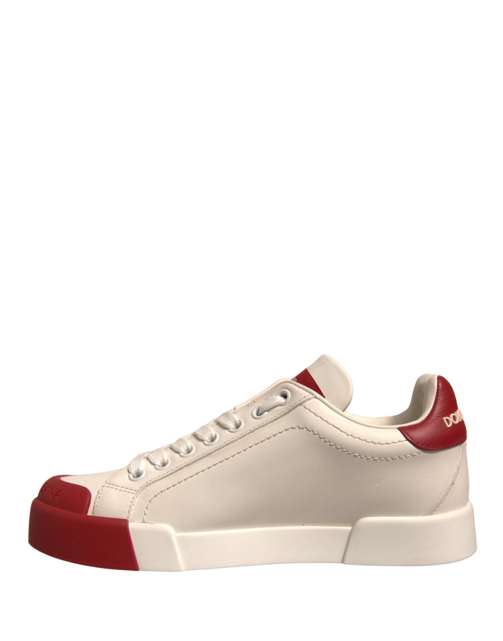 Dolce & Gabbana Shoes White Leather Logo Portofino Women's Sneakers