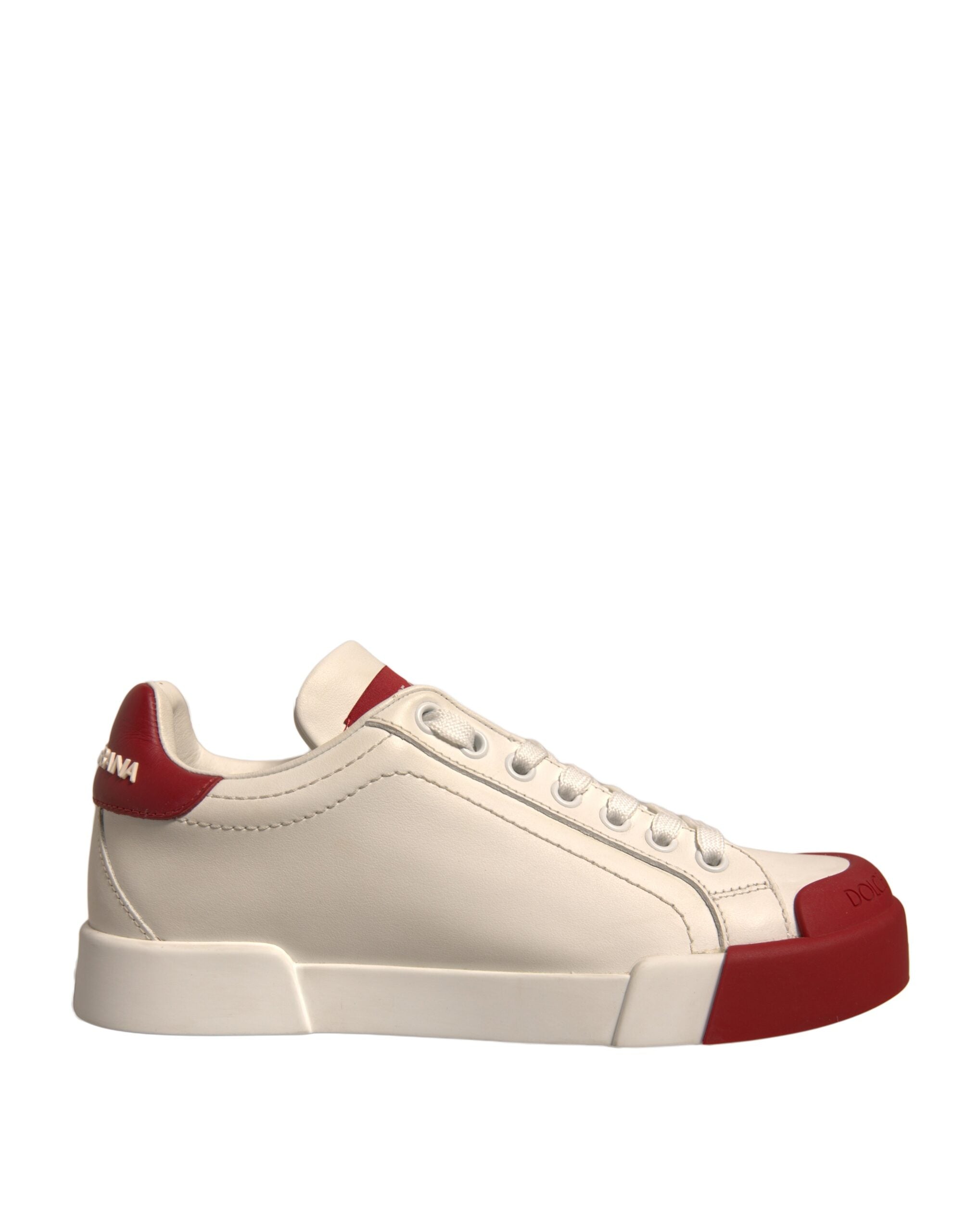 Dolce & Gabbana Shoes White Leather Logo Portofino Women's Sneakers