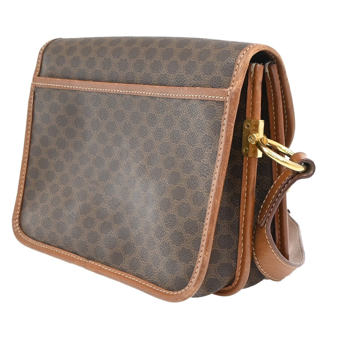 Celine Vintage Macadam Canvas And Leather Brown Canvas Shoulder Bag Bag (Pre-Owned)