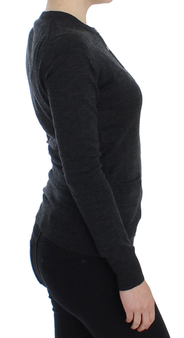 Dolce & Gabbana Gray Wool Button Cardigan Women's Sweater