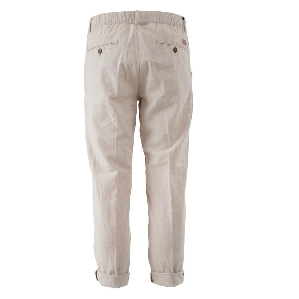 Yes Zee Beige Linen Men Men's Trouser