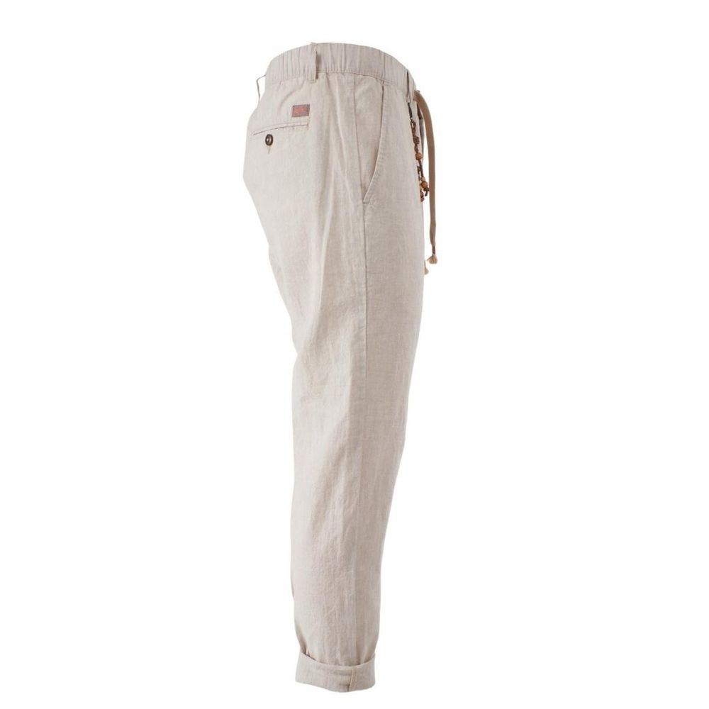 Yes Zee Beige Linen Men Men's Trouser