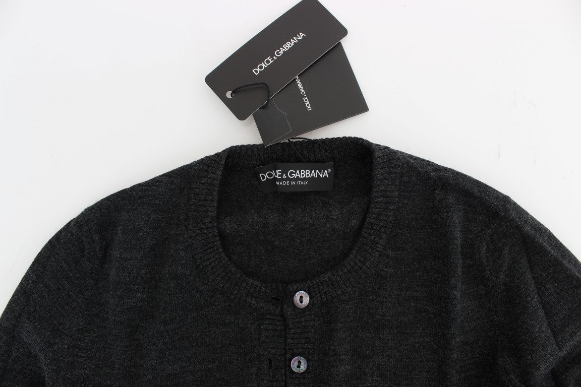 Dolce & Gabbana Gray Wool Button Cardigan Women's Sweater
