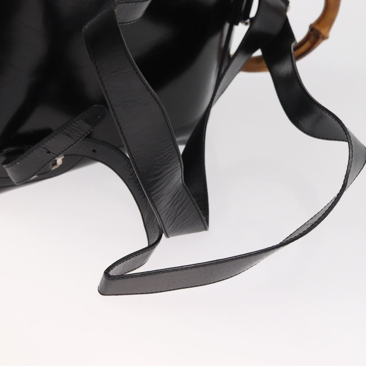 Gucci Vintage Bamboo Leather Black Leather Backpack Bag (Pre-Owned)
