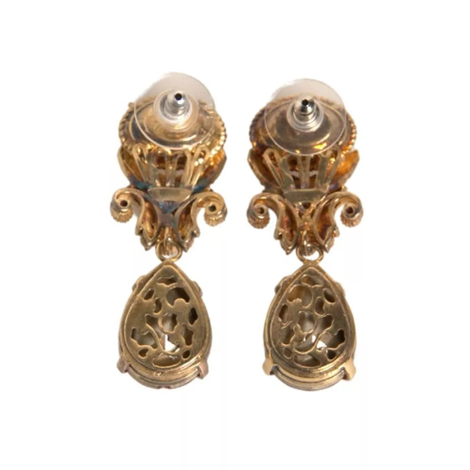 Dolce & Gabbana Gold 925 Sterling Silver Crystal Jewelry Dangling Women's Brooch