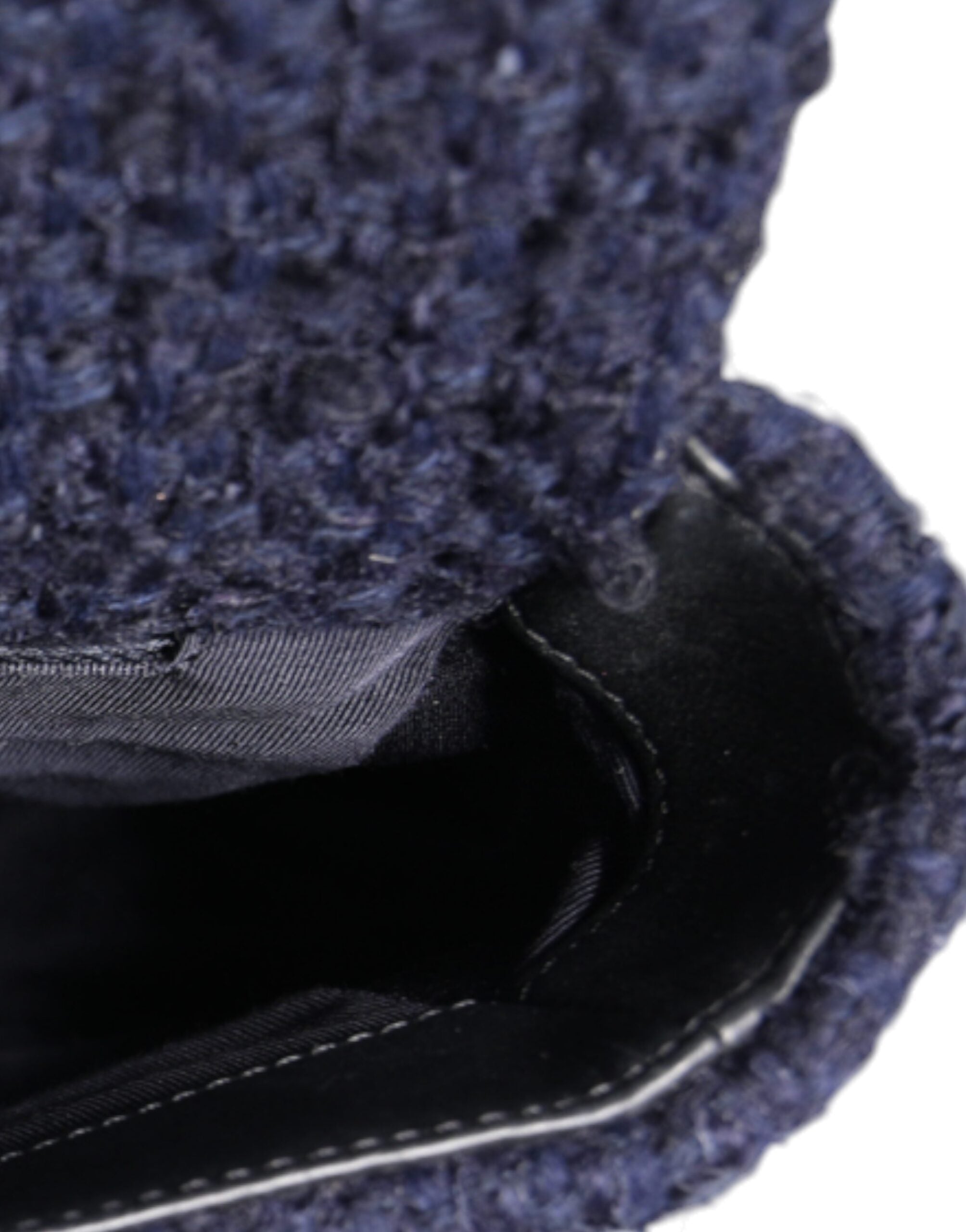 Chanel Dark Blue Medium Flap Tweed CC Gold Gray Chain Shoulder Women's Bag