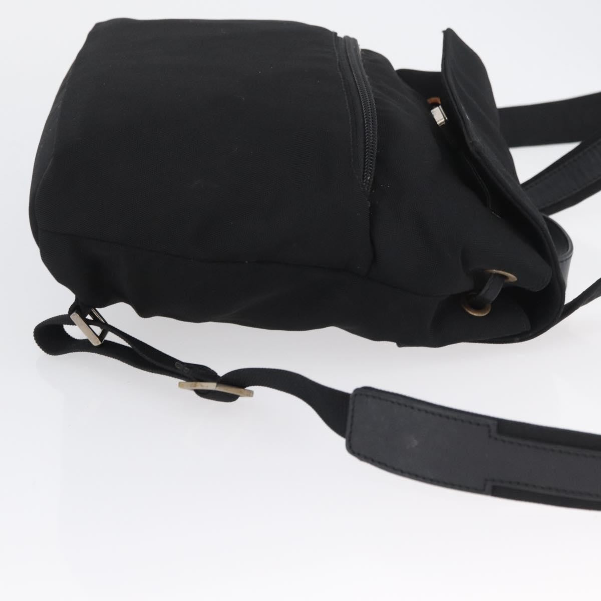 Gucci Vintage Flap Nylon Black Nylon Backpack Bag (Pre-Owned)