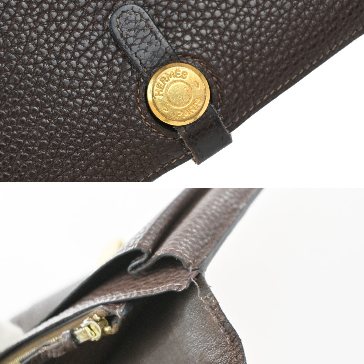 Hermes Dogon Compact Leather Brown Leather Wallets Accessory (Pre-Owned)