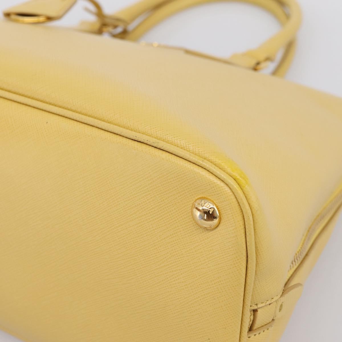 Prada Promenade Saffiano Leather Yellow Leather Handbag (Pre-Owned)