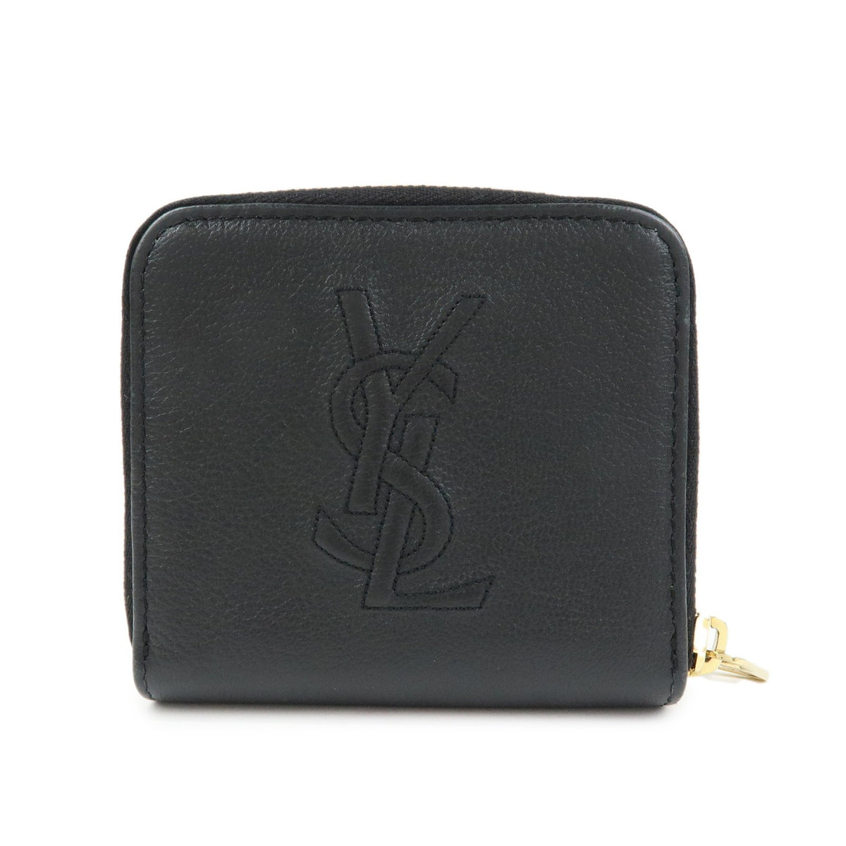 Saint Laurent Belle De Jour Zip Around French Leather Black Leather Wallets Accessory (Pre-Owned)