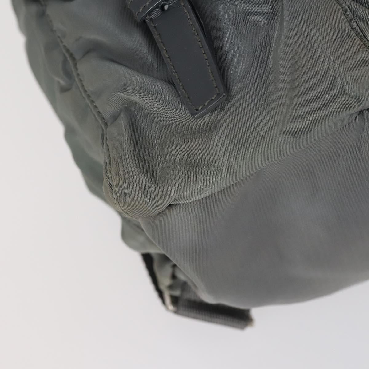 Prada Double Front Pocket Tessuto Gray Nylon Backpack Bag (Pre-Owned)