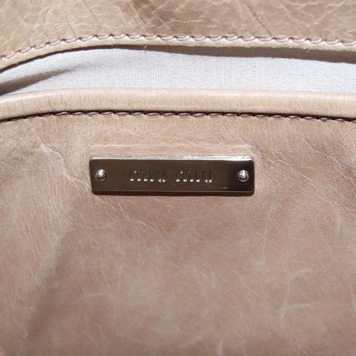 Miu Miu Bow Satchel Cervo Leather Beige Leather Handbag (Pre-Owned)