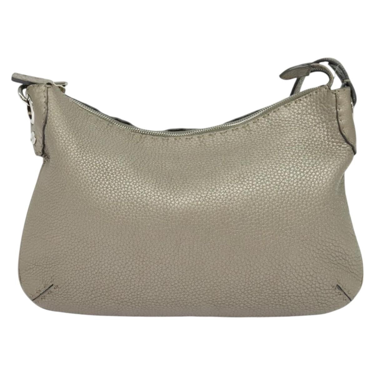 Fendi Selleria Leather Gray Leather Shoulder Bag Bag (Pre-Owned)