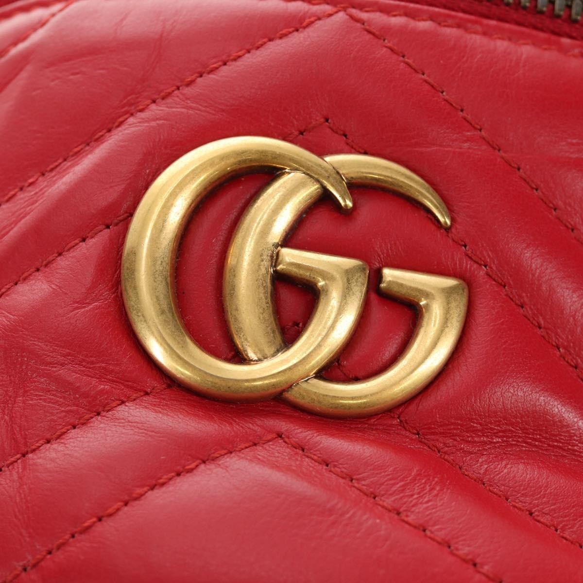 Gucci Gg Marmont Vanity Matelasse Leather Red Leather Backpack Bag (Pre-Owned)