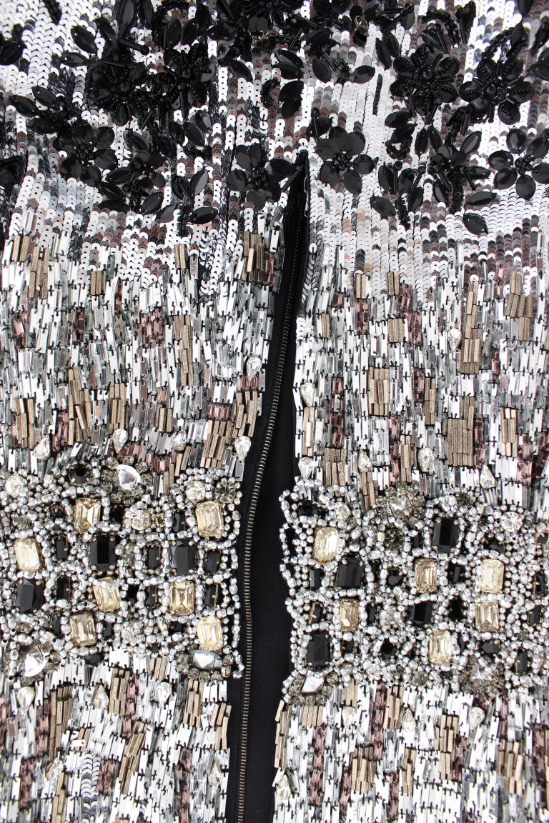 Dolce & Gabbana Crystal Silver Runway Handmade Women's Dress