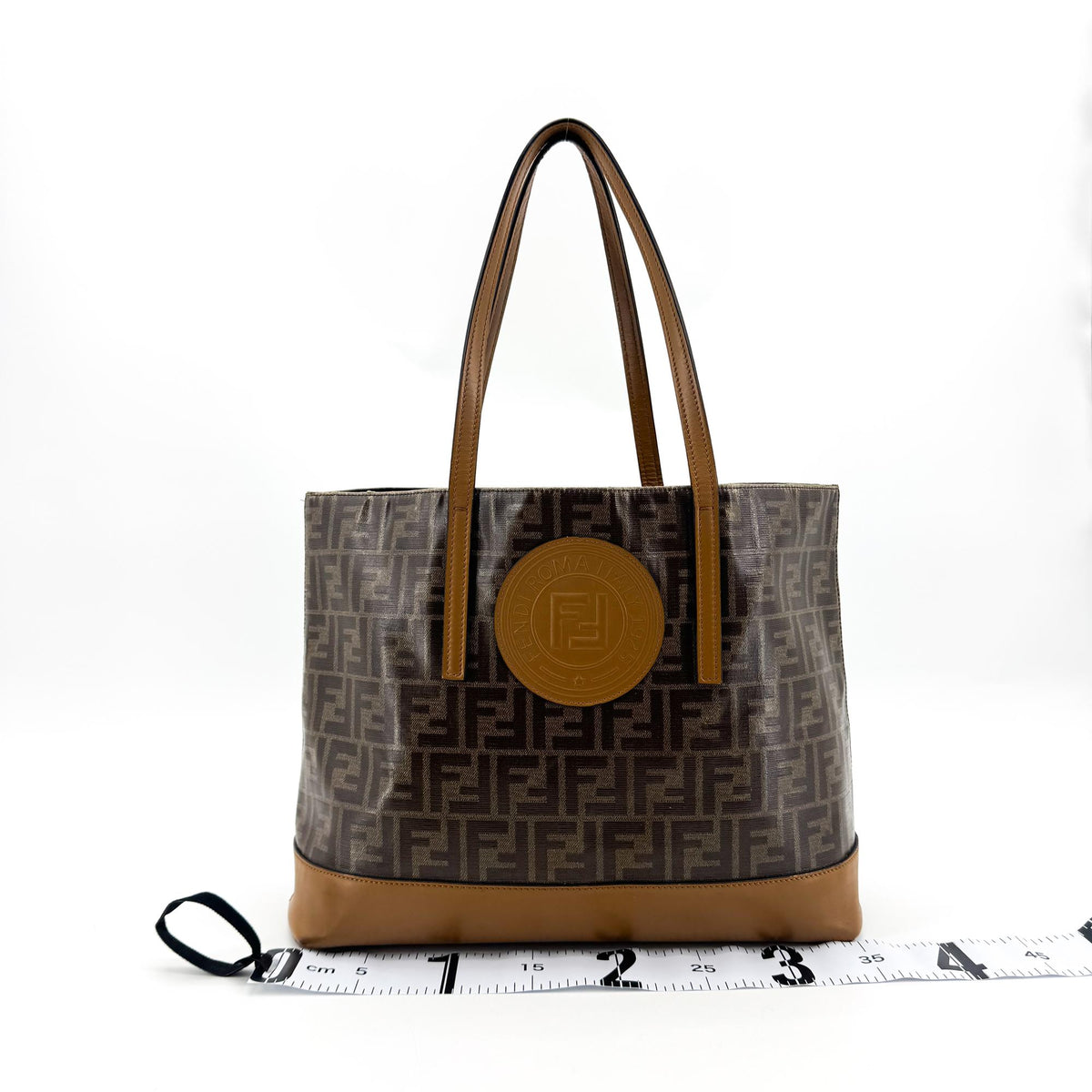 Fendi Ff Logo Stamp Shopping Zucca Coated Canvas Brown Canvas Tote Bag Bag (Pre-Owned)