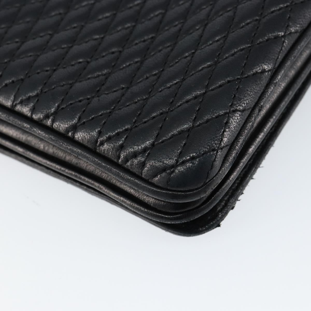Bally Vintage Chain Quilted Leather Black Leather Shoulder Bag Bag (Pre-Owned)