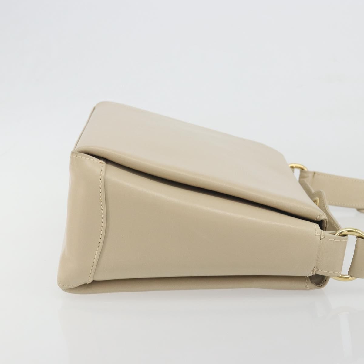 Gucci Vintage Convertible Box Leather Beige Leather Handbag (Pre-Owned)