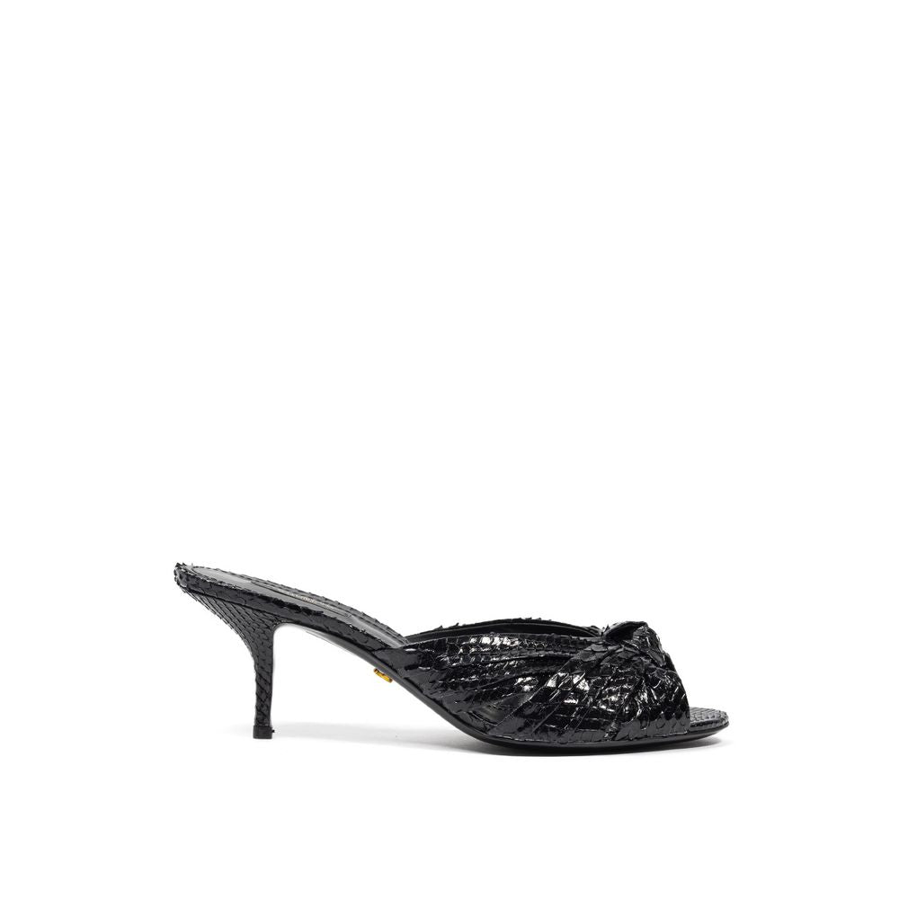 Dolce & Gabbana Black Snake Skin Platform Women's Sandals