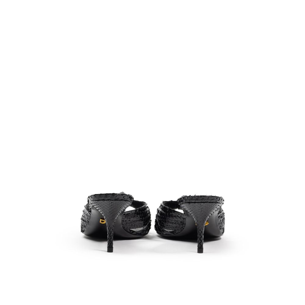 Dolce & Gabbana Black Snake Skin Platform Women's Sandals