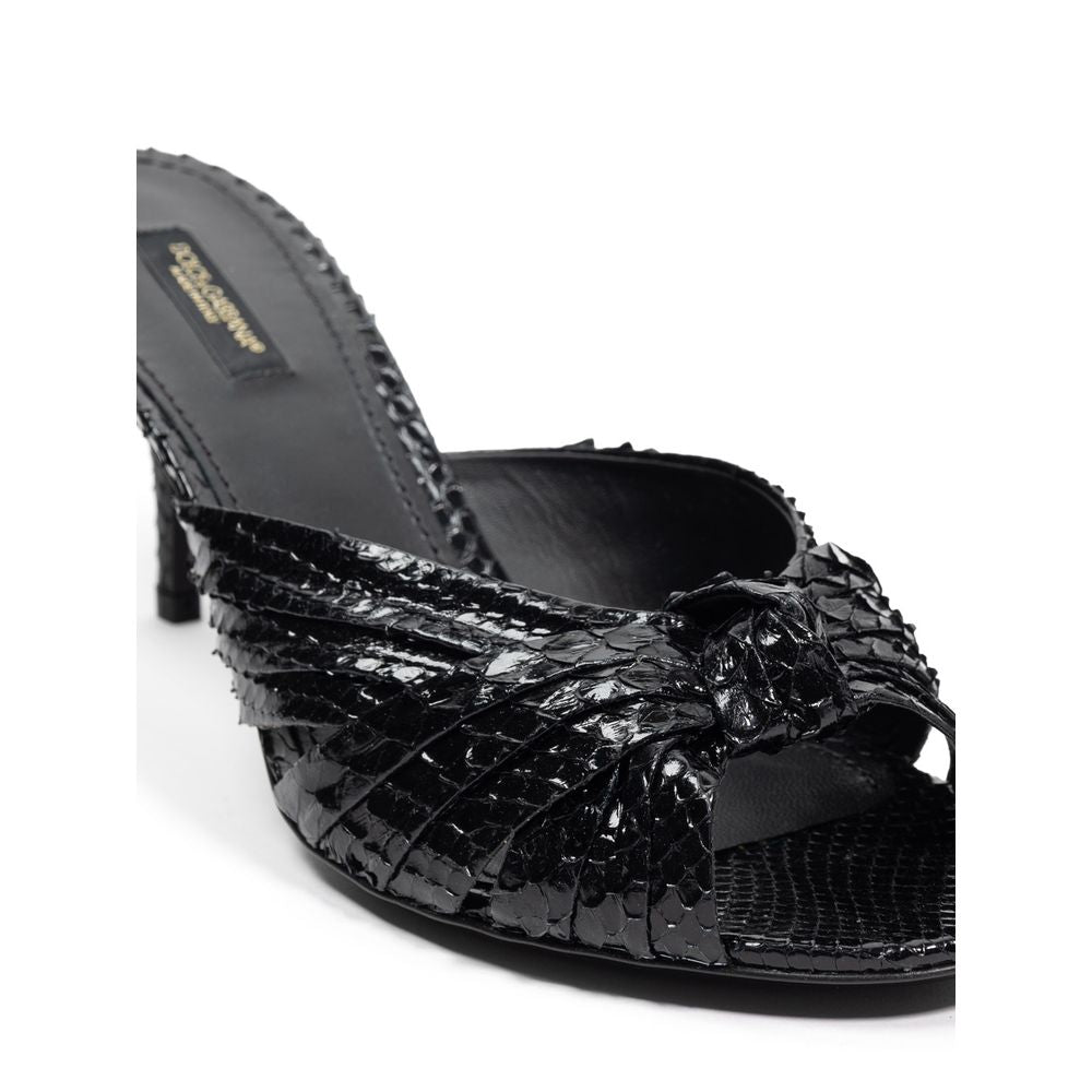 Dolce & Gabbana Black Snake Skin Platform Women's Sandals