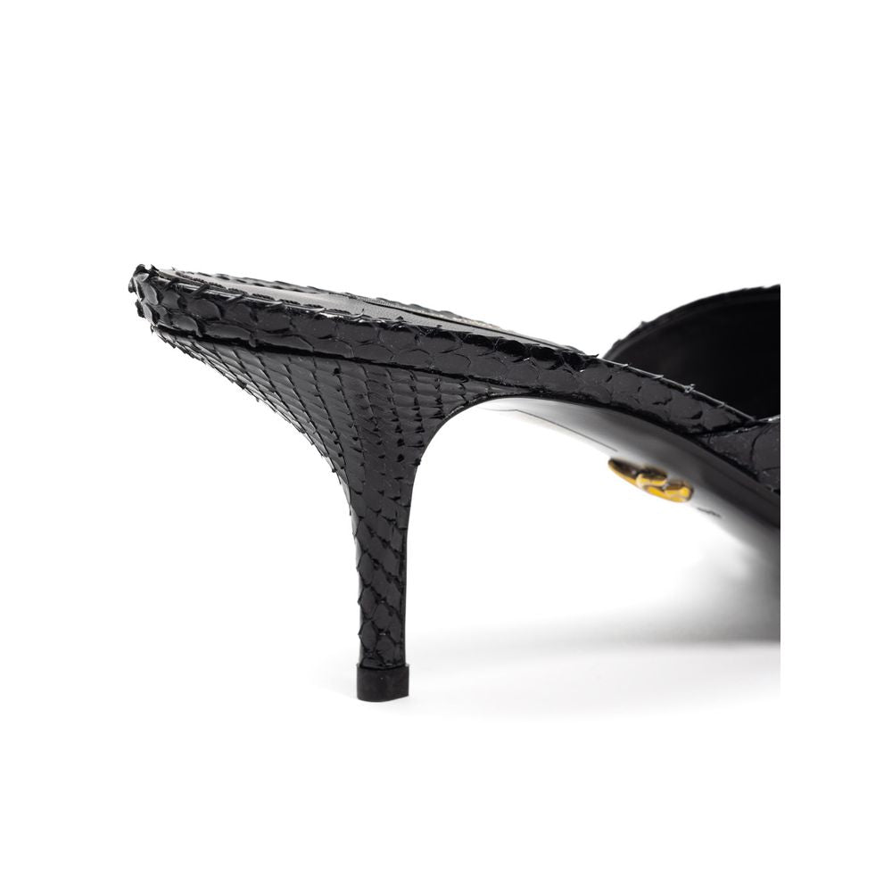 Dolce & Gabbana Black Snake Skin Platform Women's Sandals