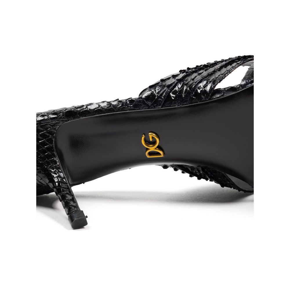 Dolce & Gabbana Black Snake Skin Platform Women's Sandals
