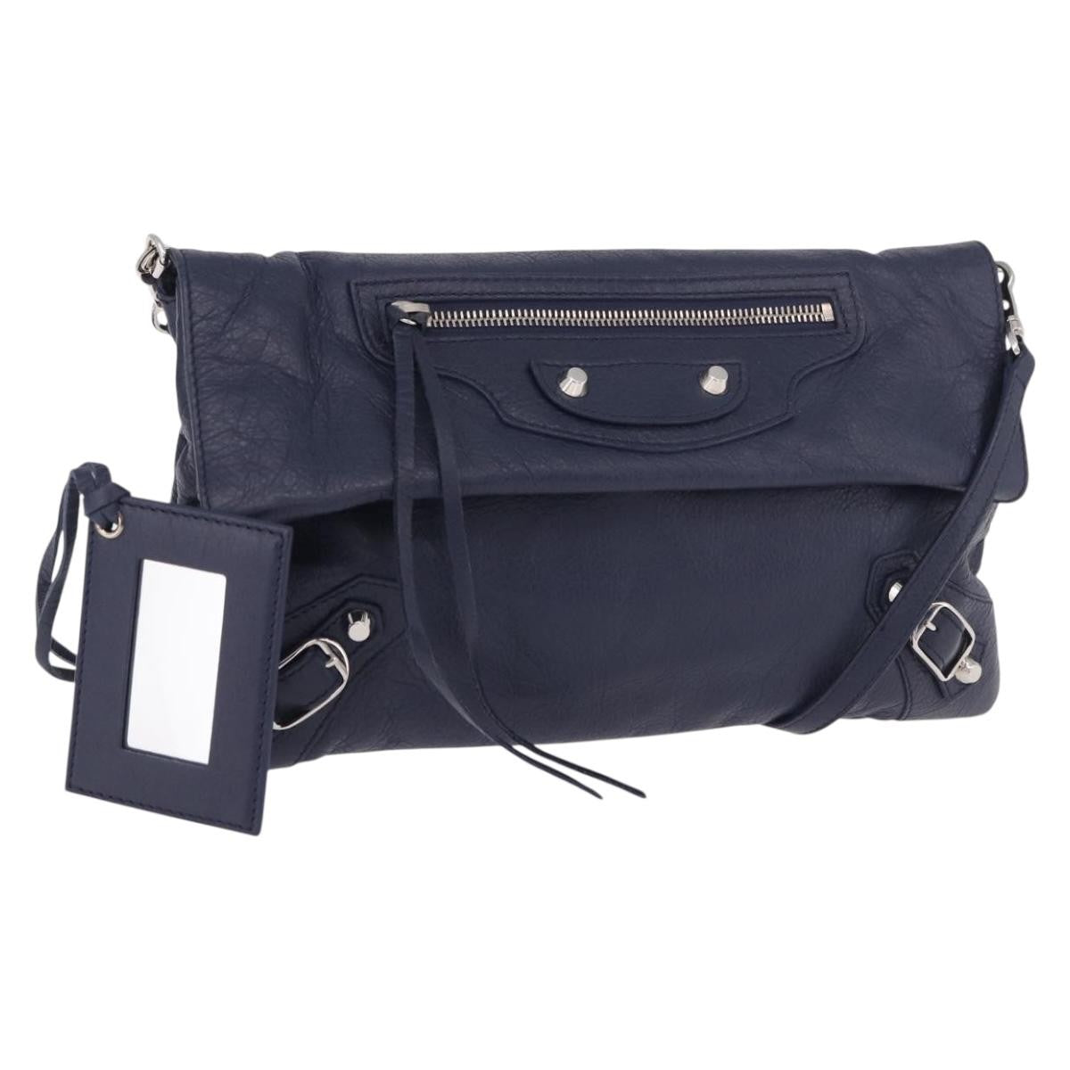 Balenciaga Classic Studs Envelope Strap Clutch Leather Navy Leather Clutche & Pouche Bag (Pre-Owned)