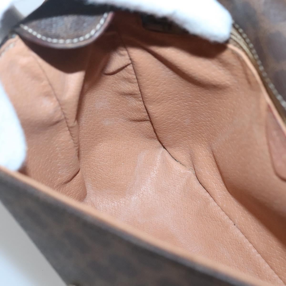 Celine Vintage Macadam Circle Logo Canvas And Leather Brown Canvas Shoulder Bag Bag (Pre-Owned)