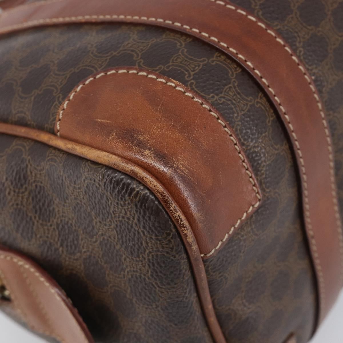 Celine Boston Triomphe Coated Canvas Brown Pvc Handbag (Pre-Owned)