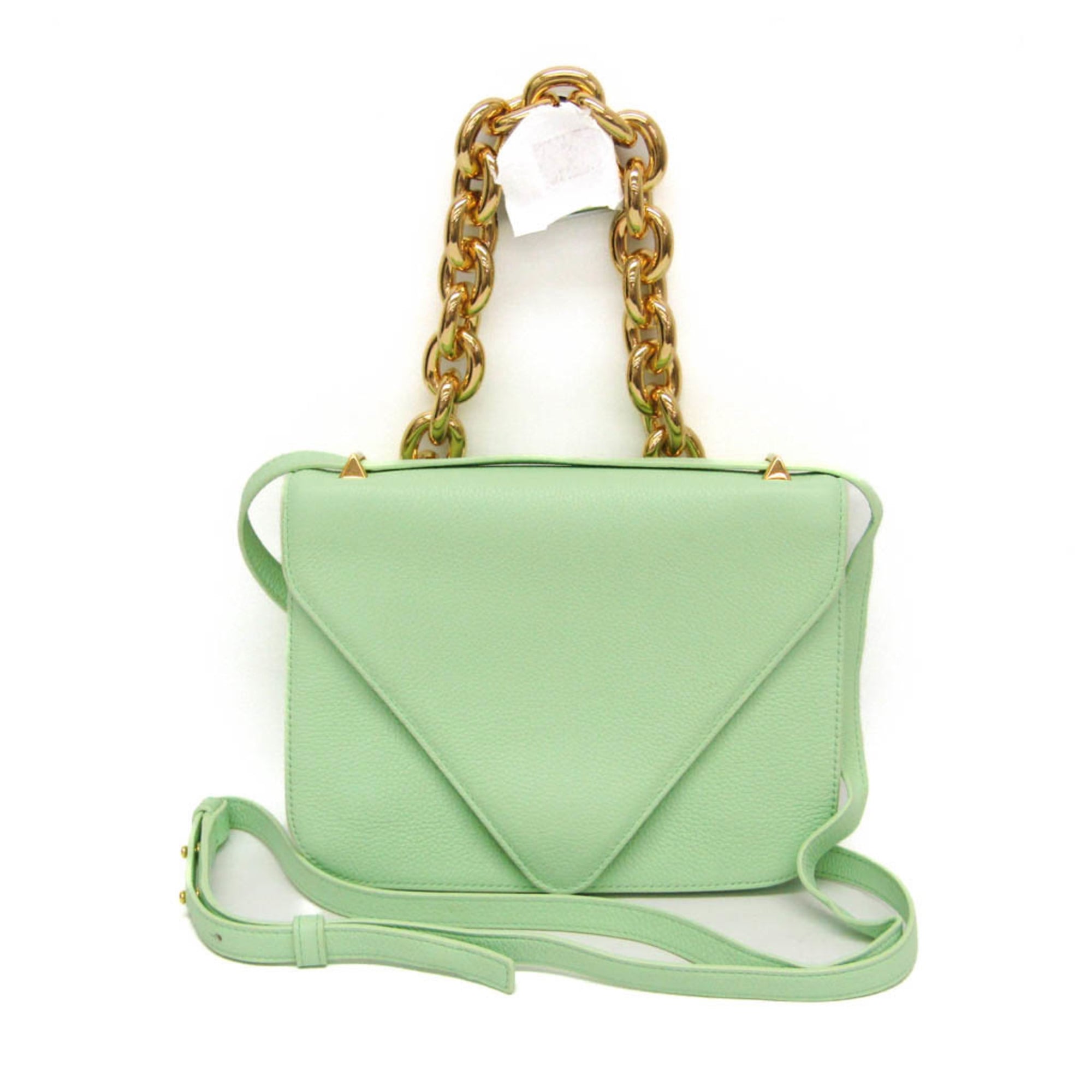 Bottega Veneta Mount Leather Green Leather Shoulder Bag Bag (Pre-Owned)