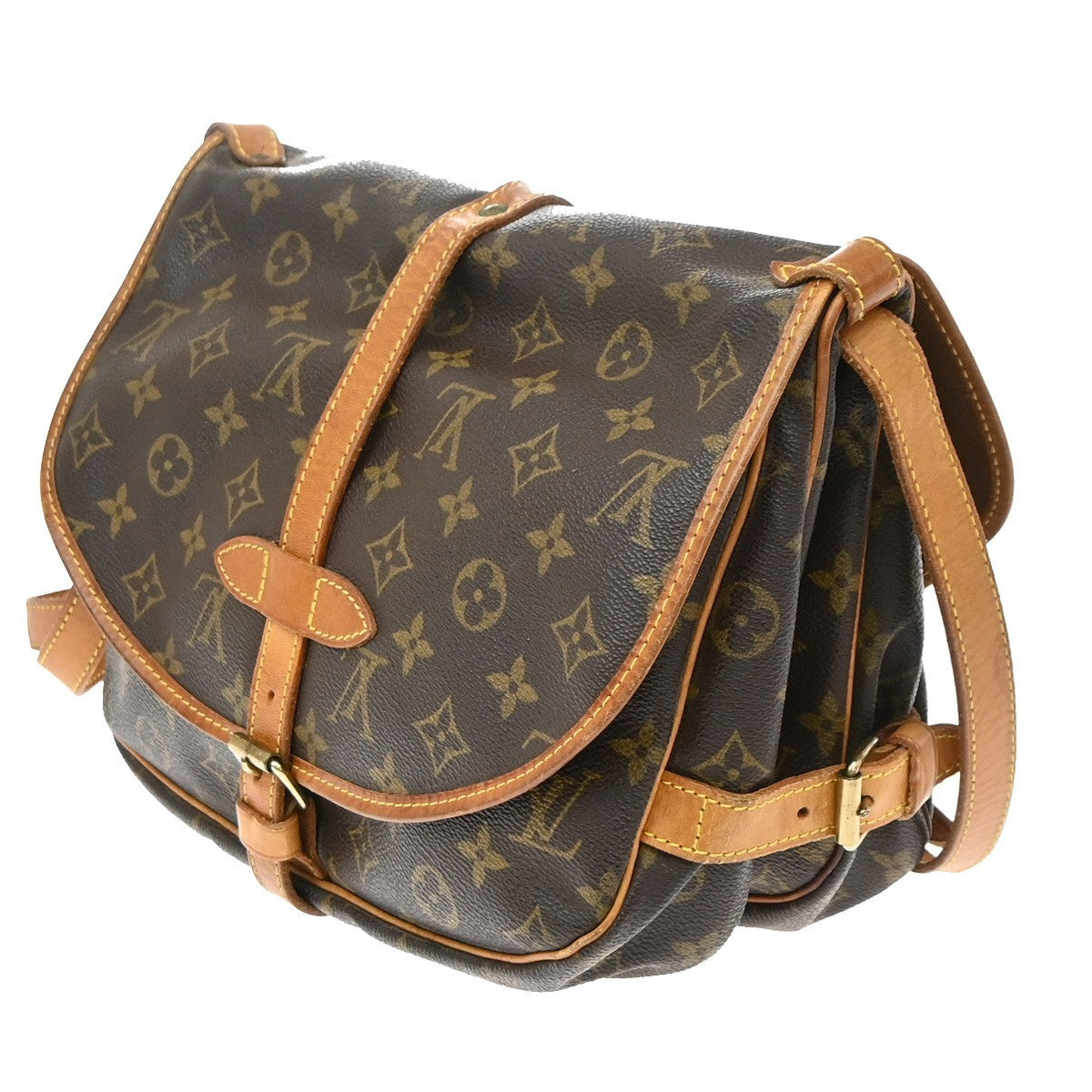 Louis Vuitton Saumur Monogram Brown Canvas Shoulder Bag Bag (Pre-Owned)