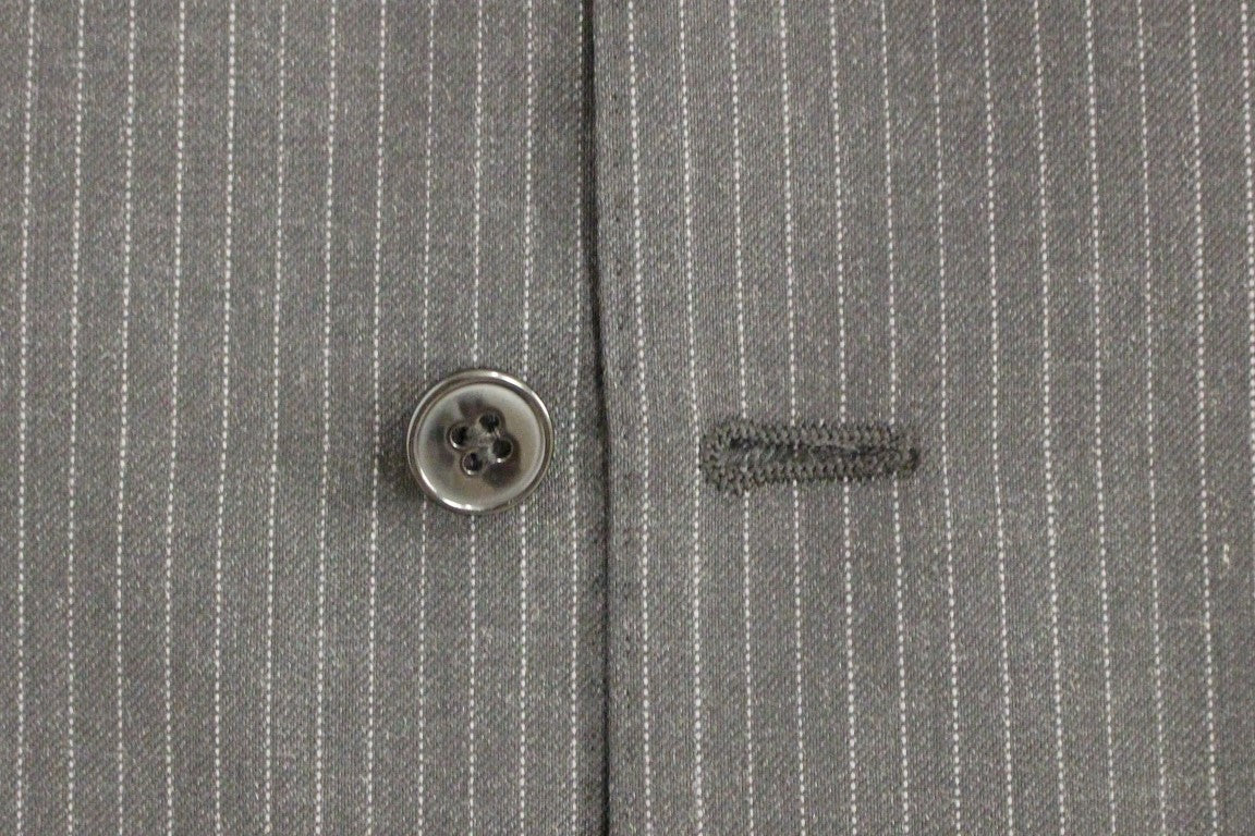 Dolce & Gabbana Gray Striped Wool Single Breasted Men's Vest
