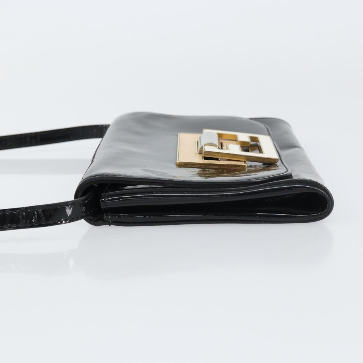 Fendi Vintage Enamel Black Patent_Leather Shoulder Bag Bag (Pre-Owned)