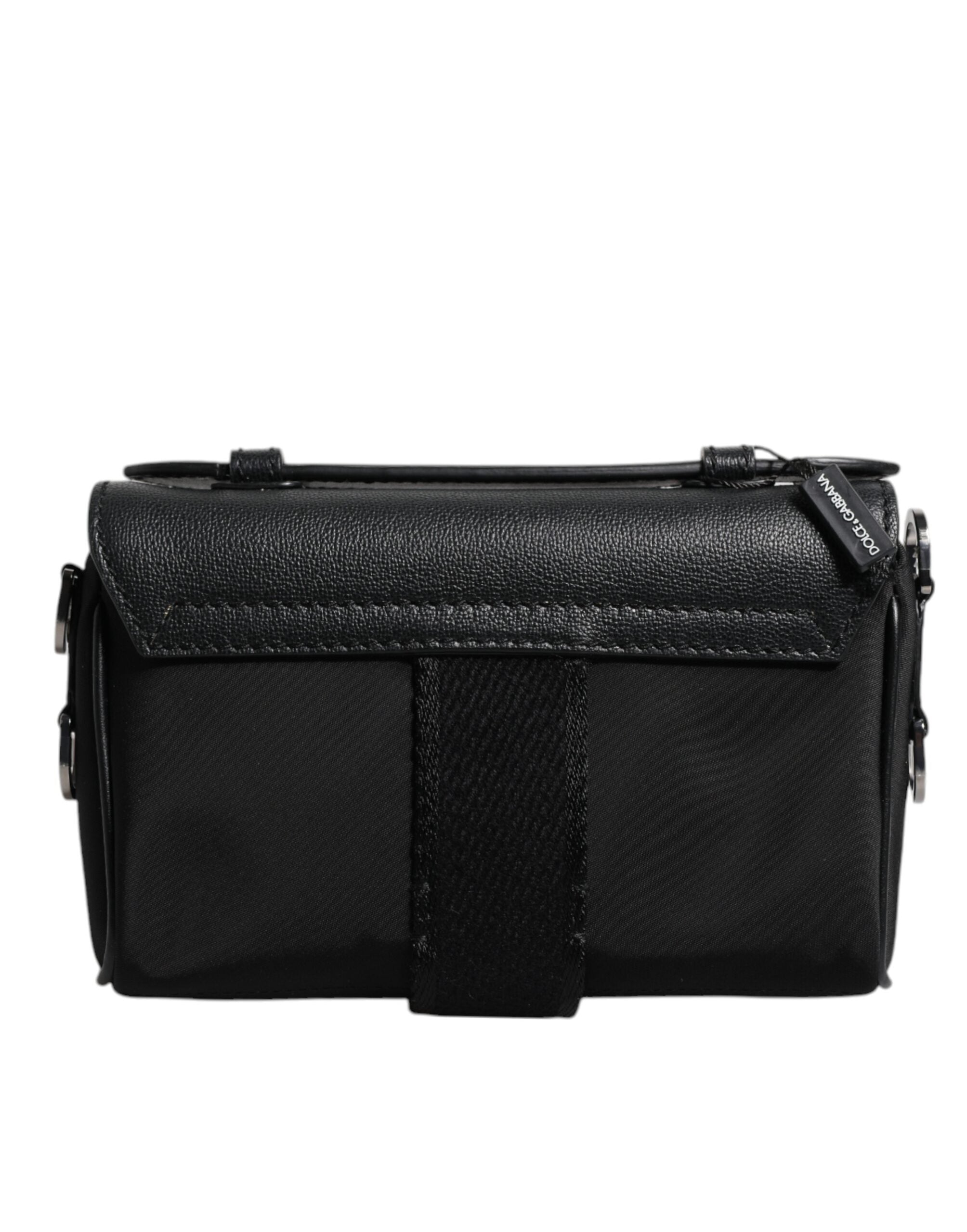 Dolce & Gabbana Black Logo Plaque Leather Buckled Shoulder Crossbody Men's Bag