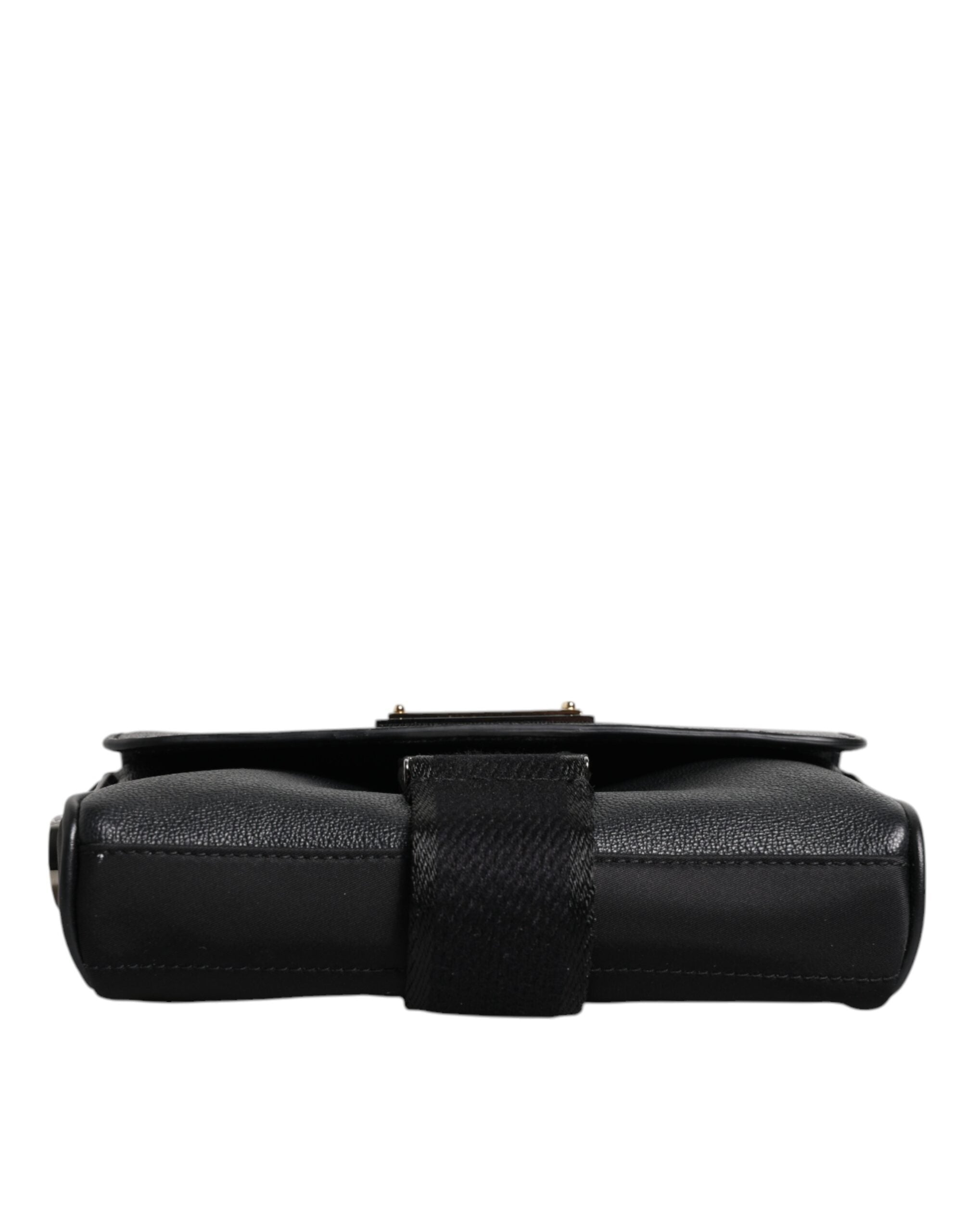 Dolce & Gabbana Black Logo Plaque Leather Buckled Shoulder Crossbody Men's Bag