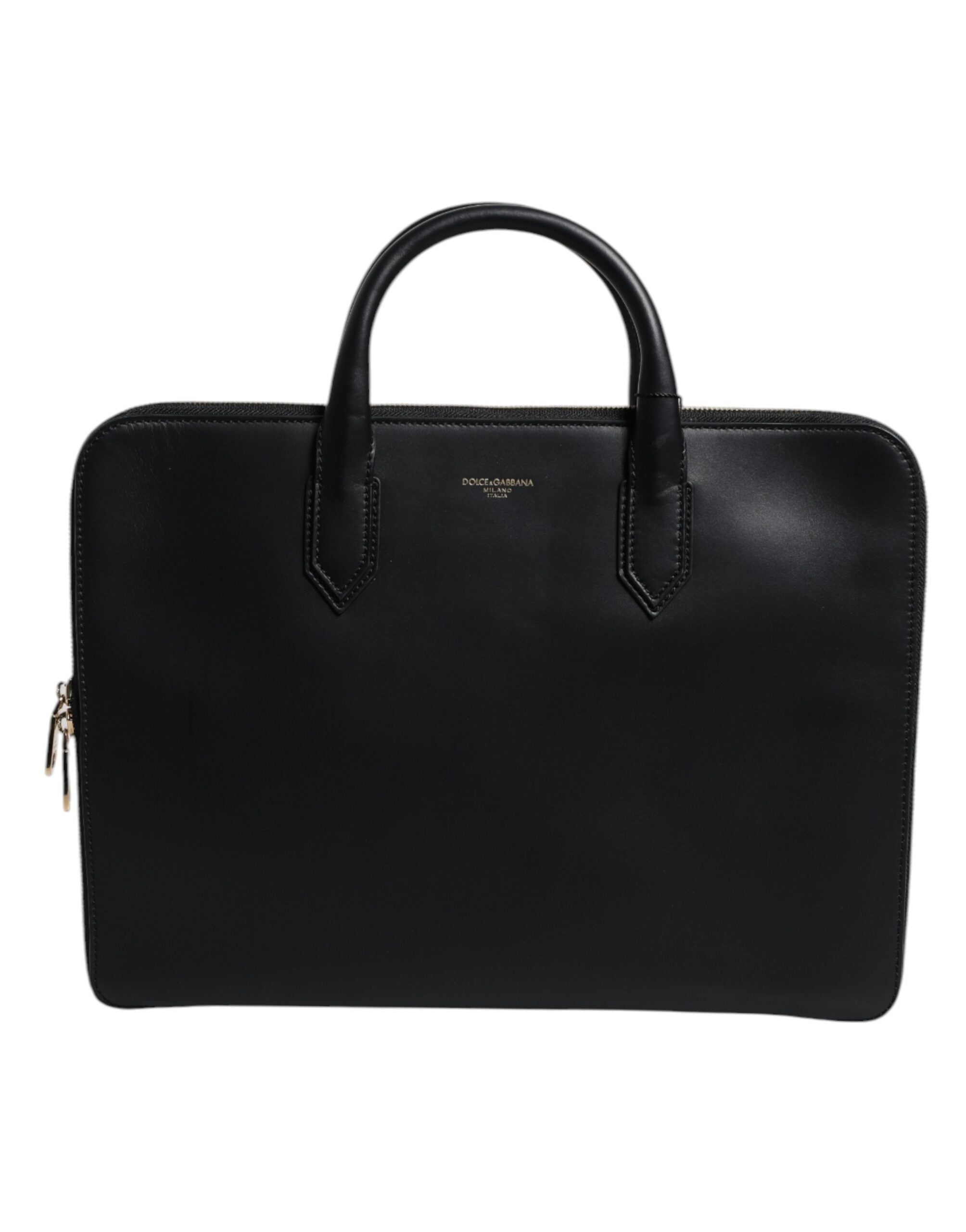 Dolce & Gabbana Black Calfskin Heat Pressed Logo Monreale Briefcase Men's Bag