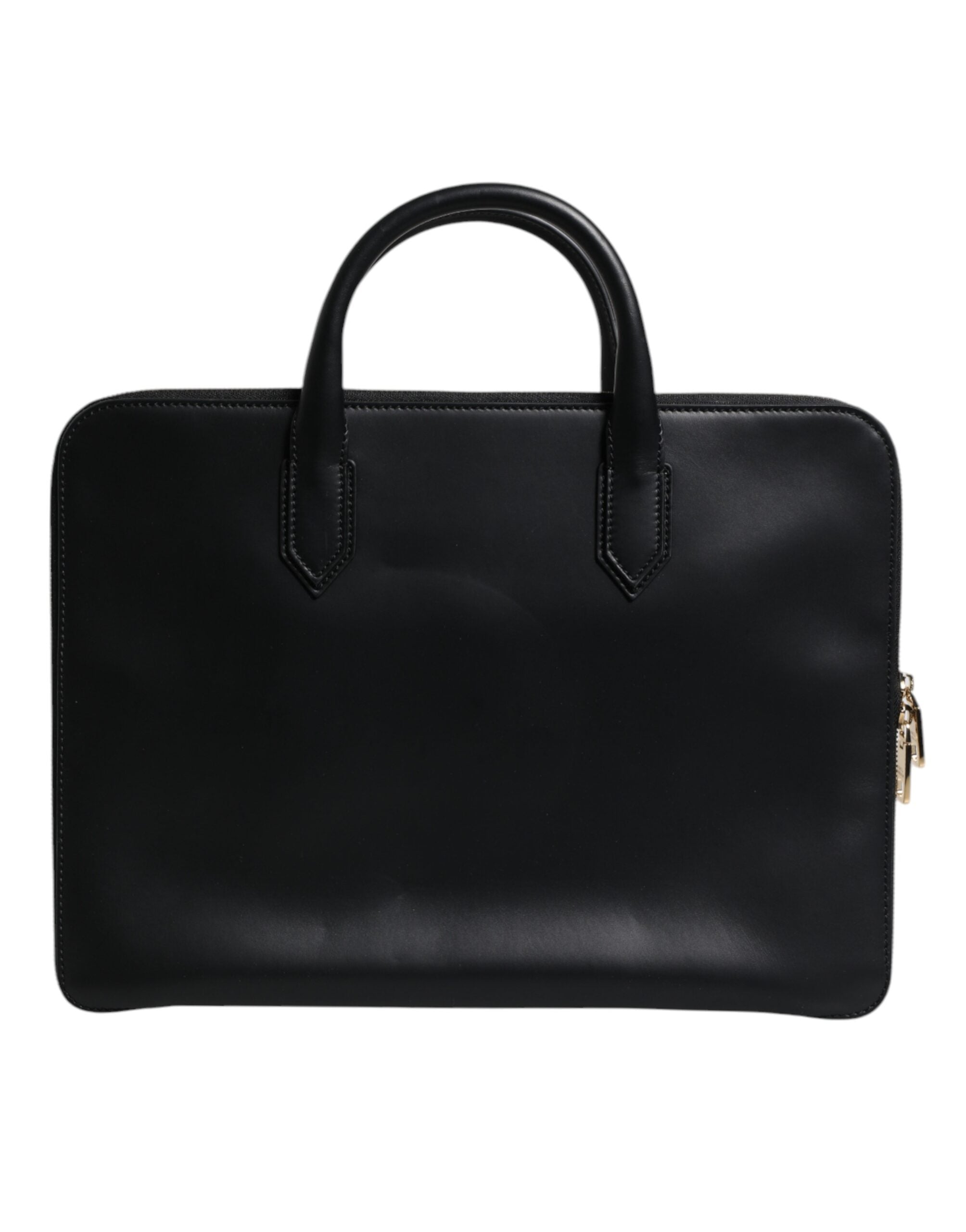 Dolce & Gabbana Black Calfskin Heat Pressed Logo Monreale Briefcase Men's Bag