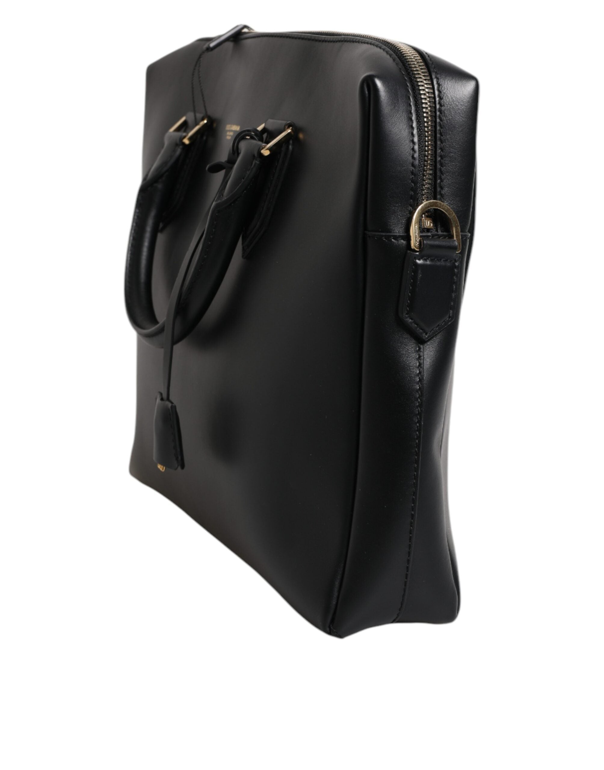 Dolce & Gabbana Black Smooth Leather Logo Printed Monreale Briefcase Men's Bag (Pre-Owned)