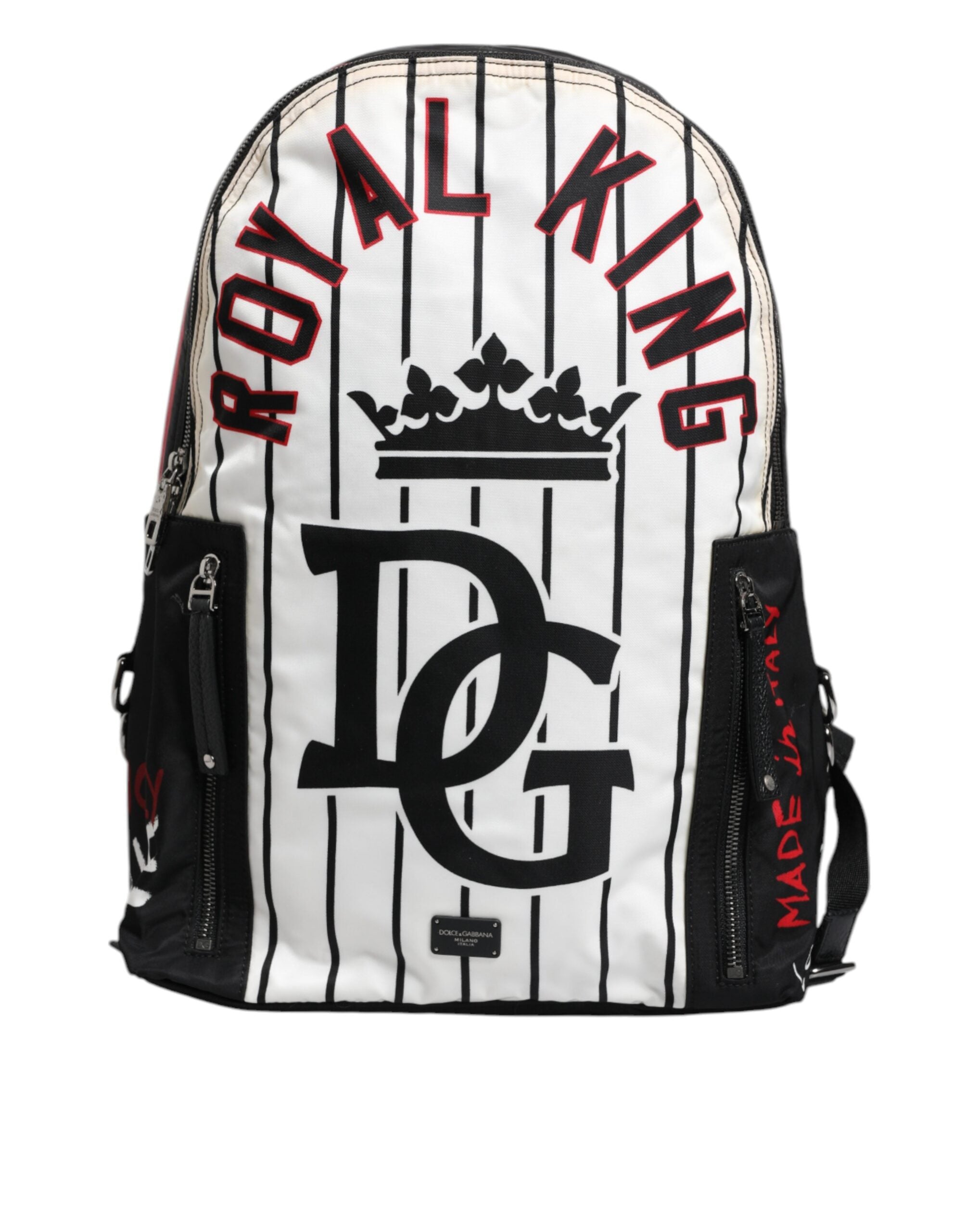 Dolce & Gabbana Black White Vulcano Royal King Print Men Backpack Men's Bag (Pre-Owned)